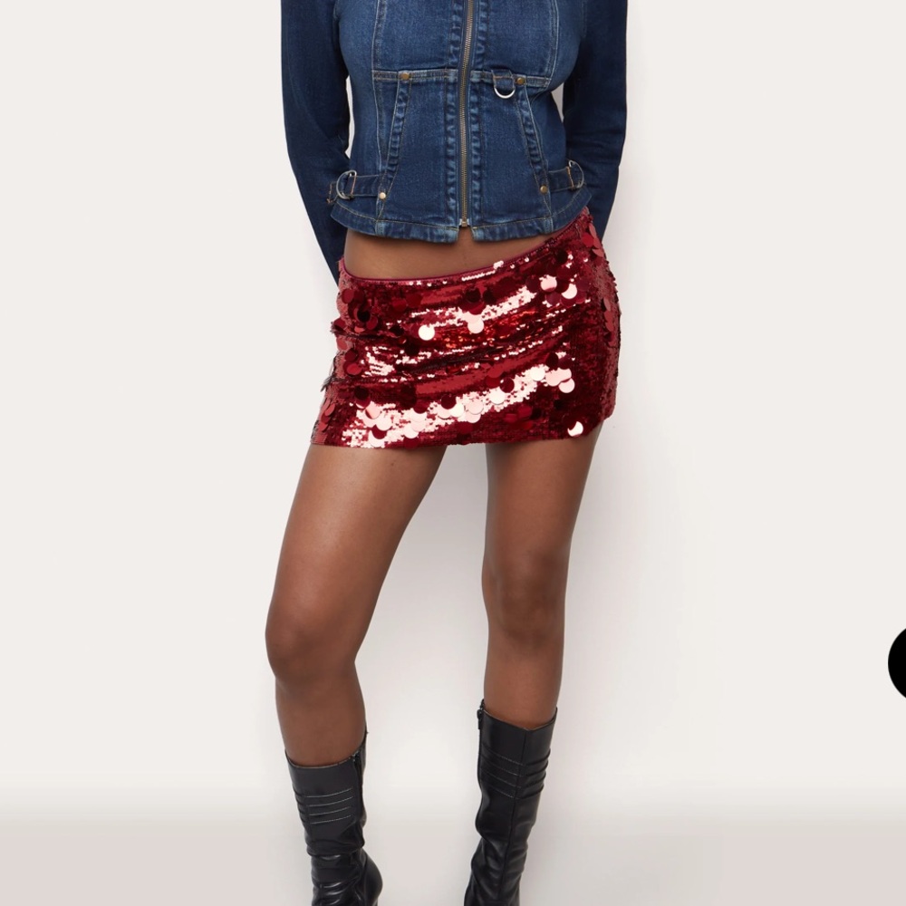 danielle guizio paillette low rise sequin mini skirt